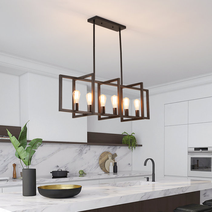 17 Stories Barbara 6 Light Kitchen Island Rectangle Pendant Wayfair